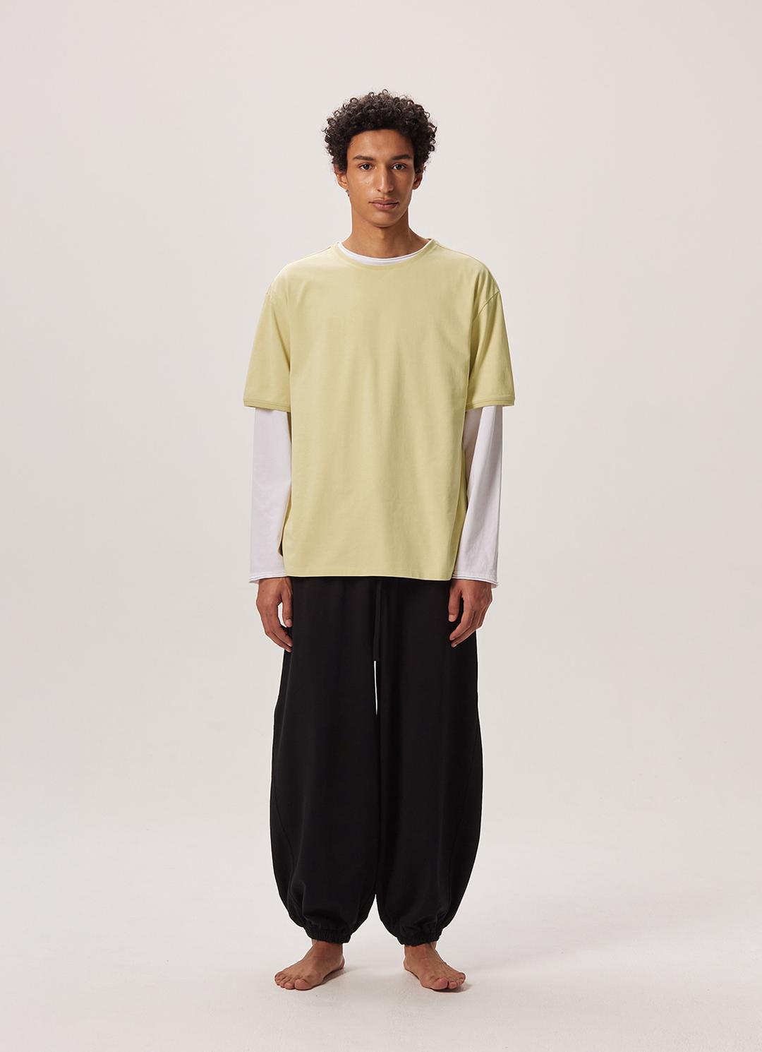 Diagonal jogger pants (Unisex)_Black