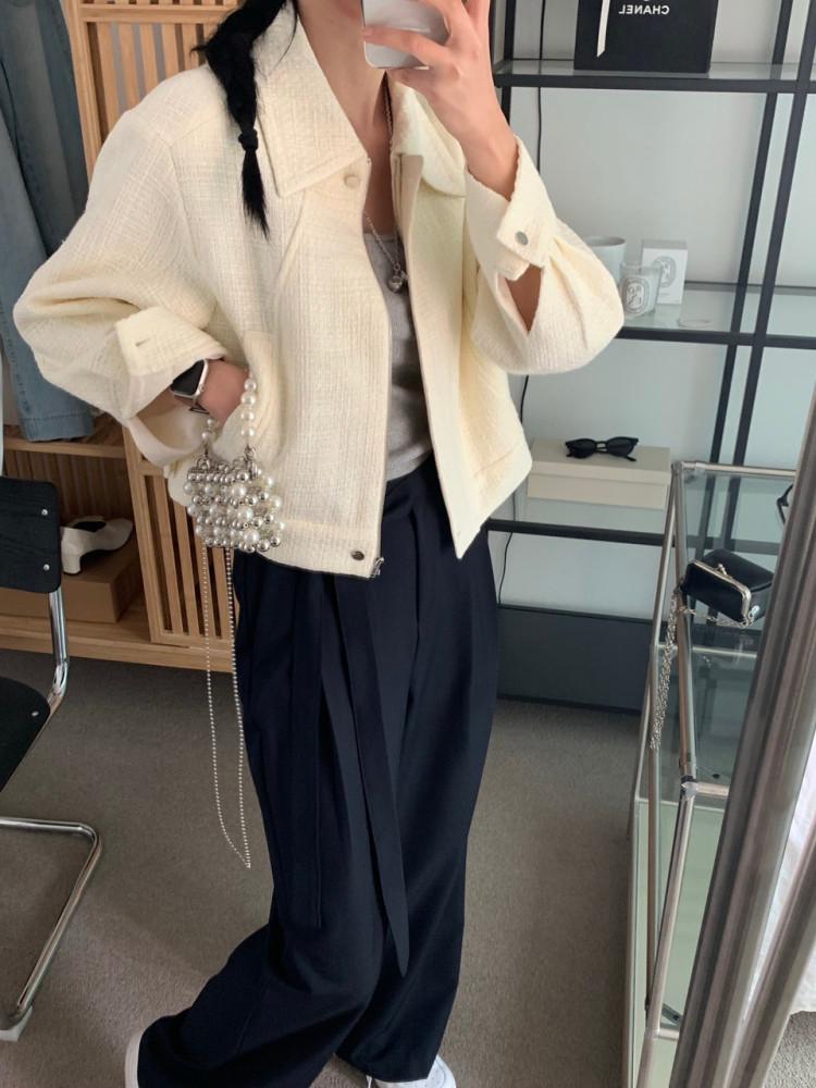 [단독] 베인 카라 트위드 블루종 점퍼