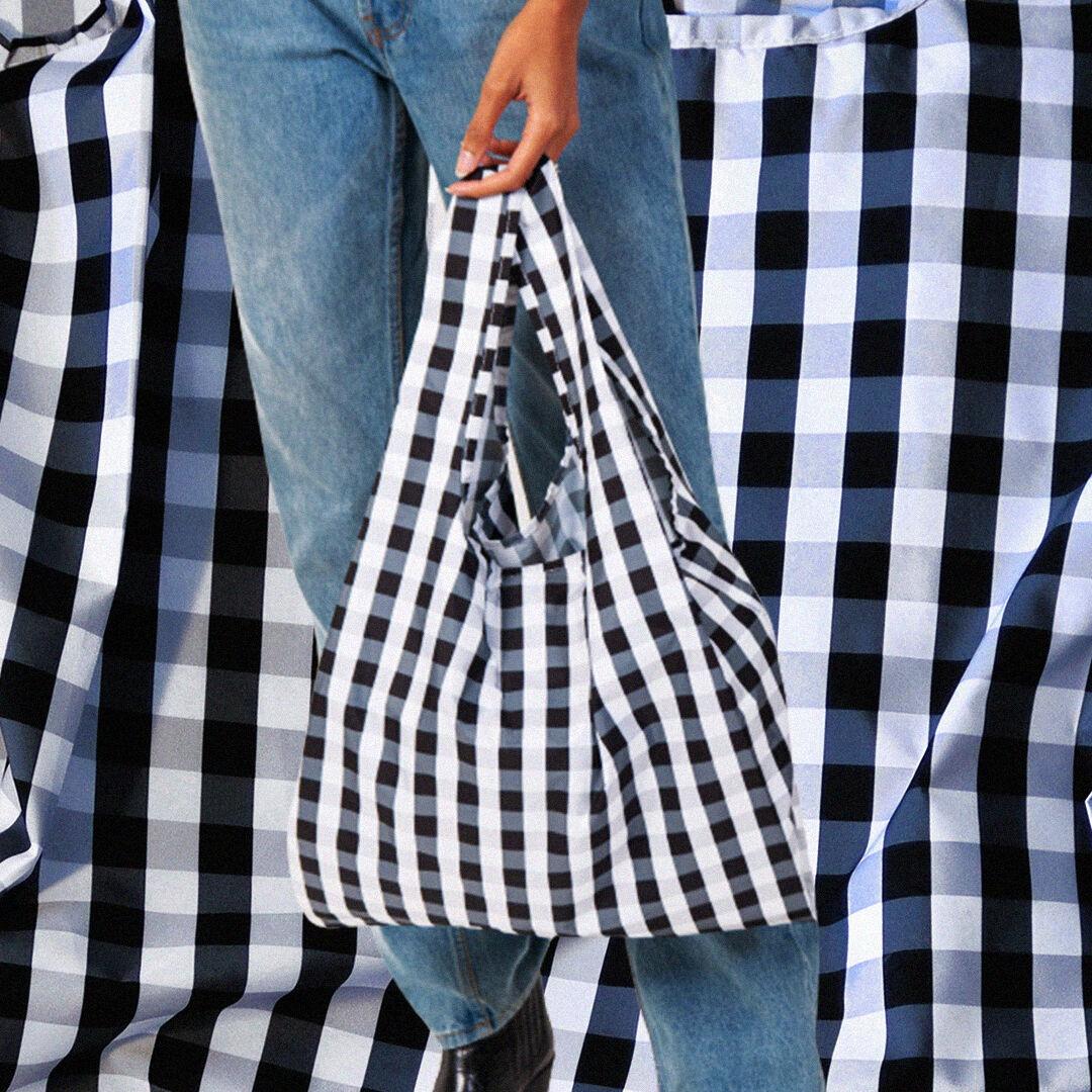 [KINDBAG] 블랙앤 화이트 깅험체크 미디엄 카인드백