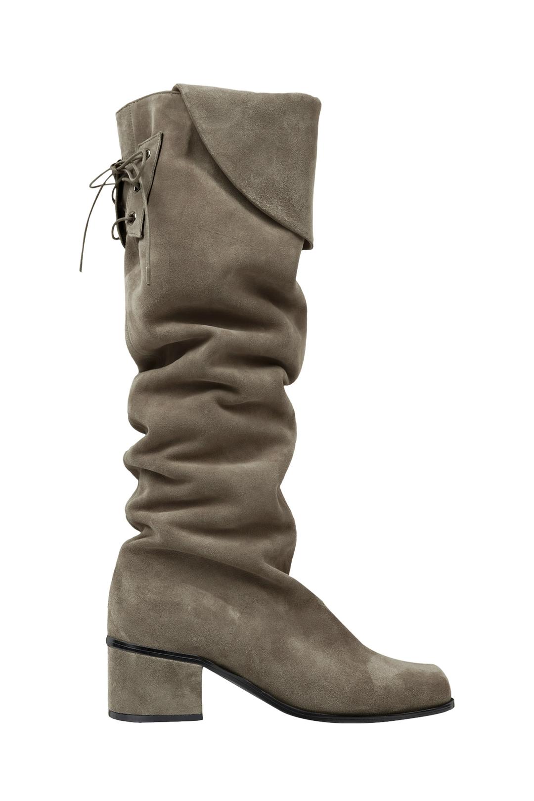 SUEDE FOLD LONG BOOTS / BROWN