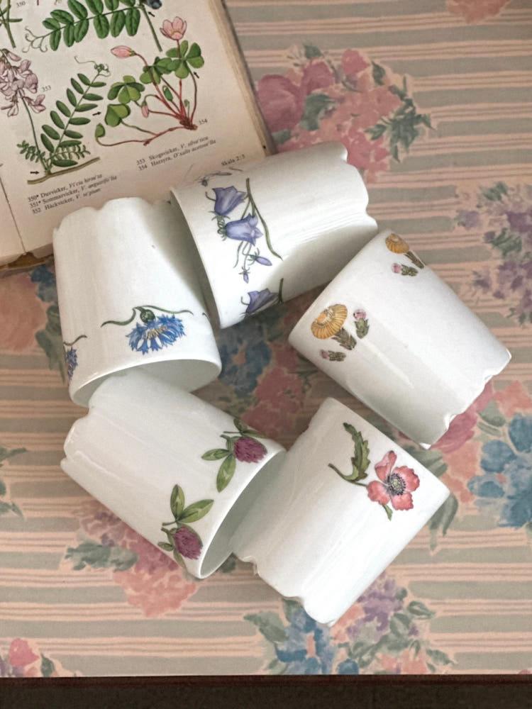 [중고] 구스타브스베리 꽃 슈가볼 / Gustavsberg flower sugar bowl