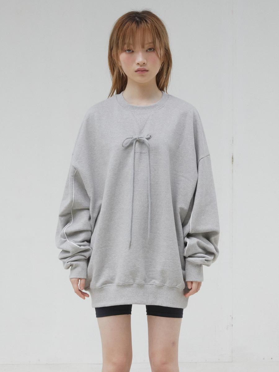 RIBBON OVERFIT SWEATSHIRT (M.GREY)