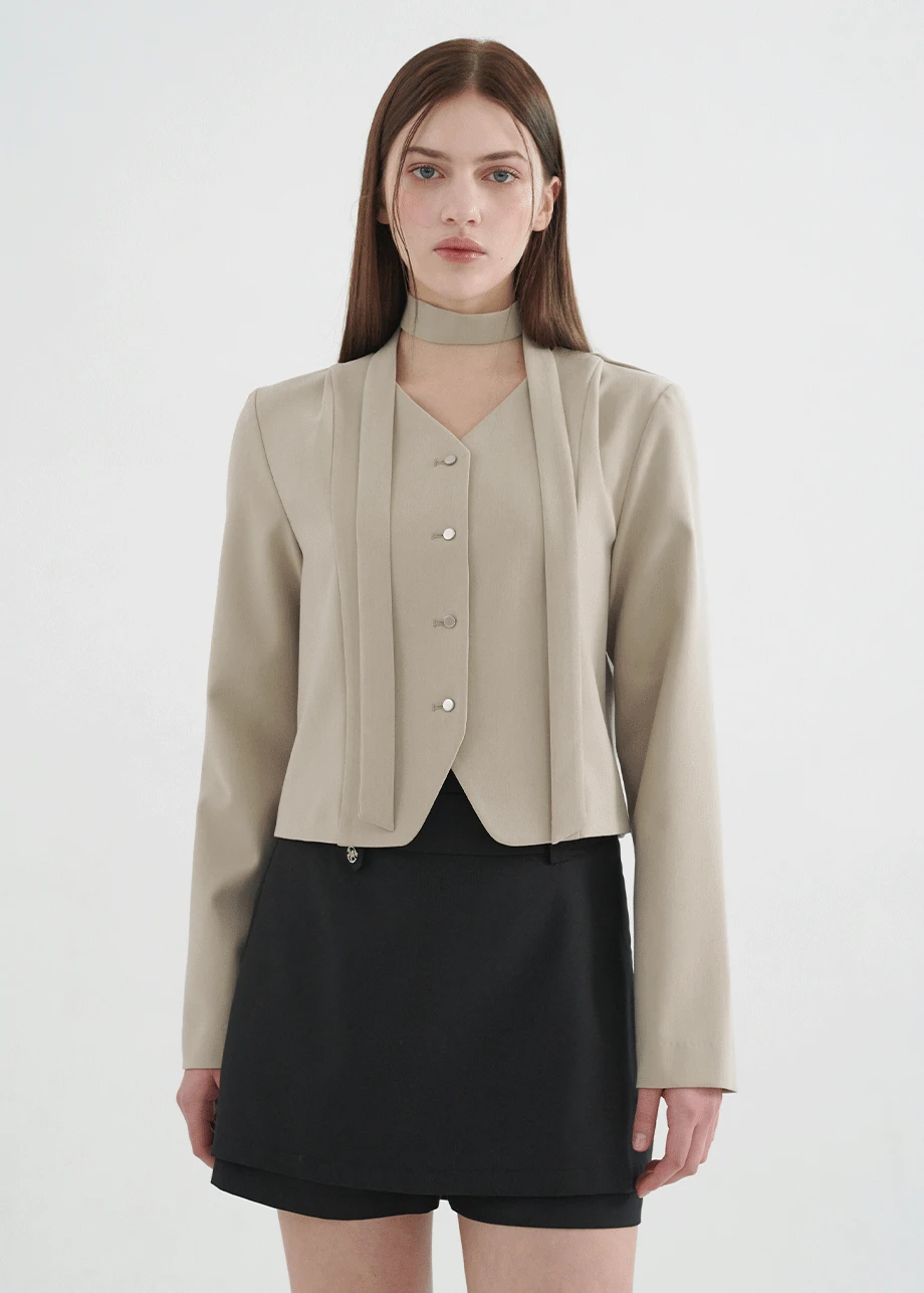 [44-120]  Glenn Pintuck Tie Blouse  글렌 핀턱 타이 블라우스 (봄-가을-하객룩-격식룩-오피스룩-출근룩-긱시크-캐주얼-클래식-숏자켓-간절기-자체제작)