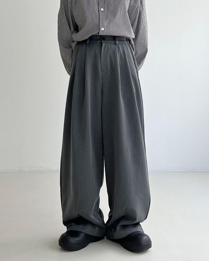 [unisex] 메즈 와이드 핀턱 슬랙스 (2color)