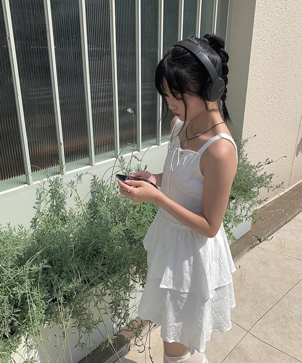 알로 리본 나시 플레어 원피스