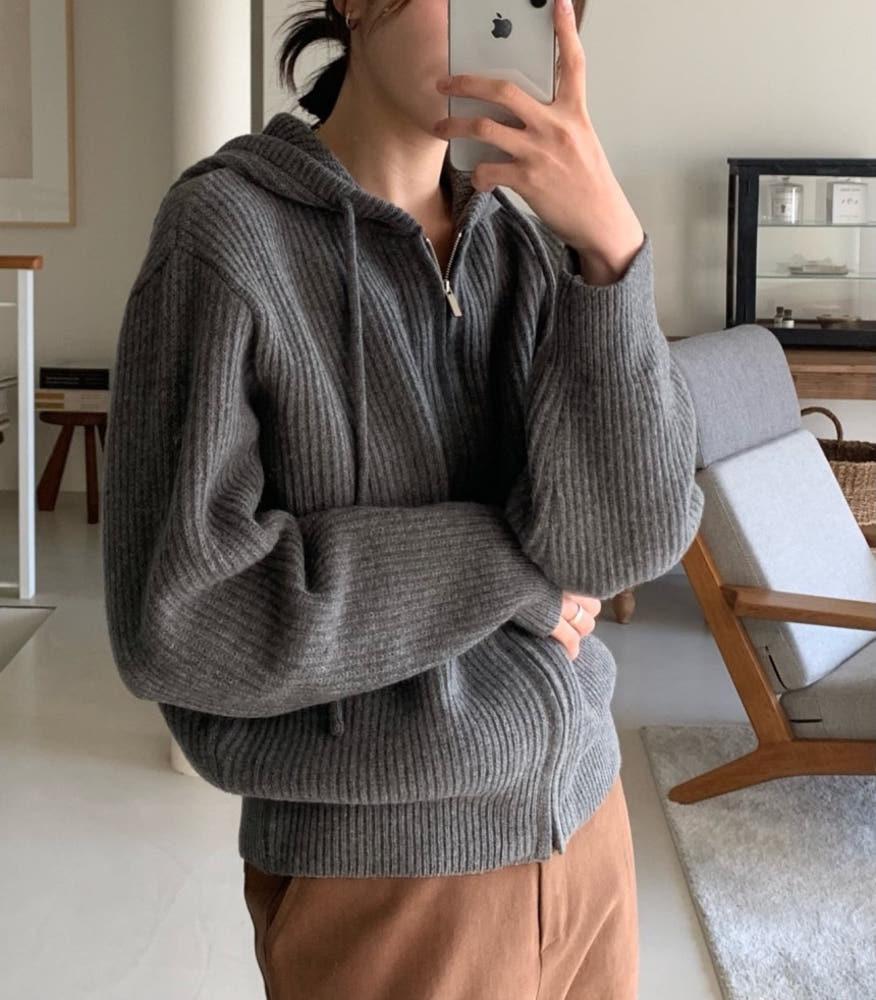 에이미그레이스 투웨이 후드 니트 집업 가디건(3color)