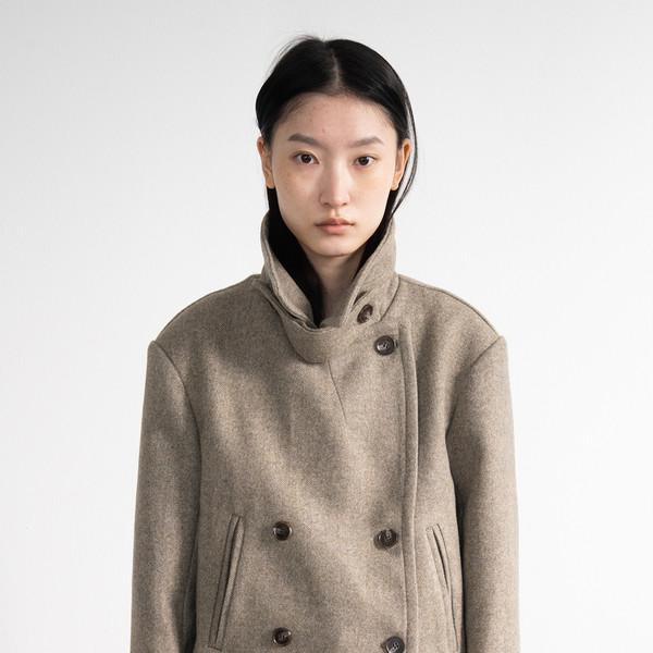 Formal Short Pea Coat (Beige)