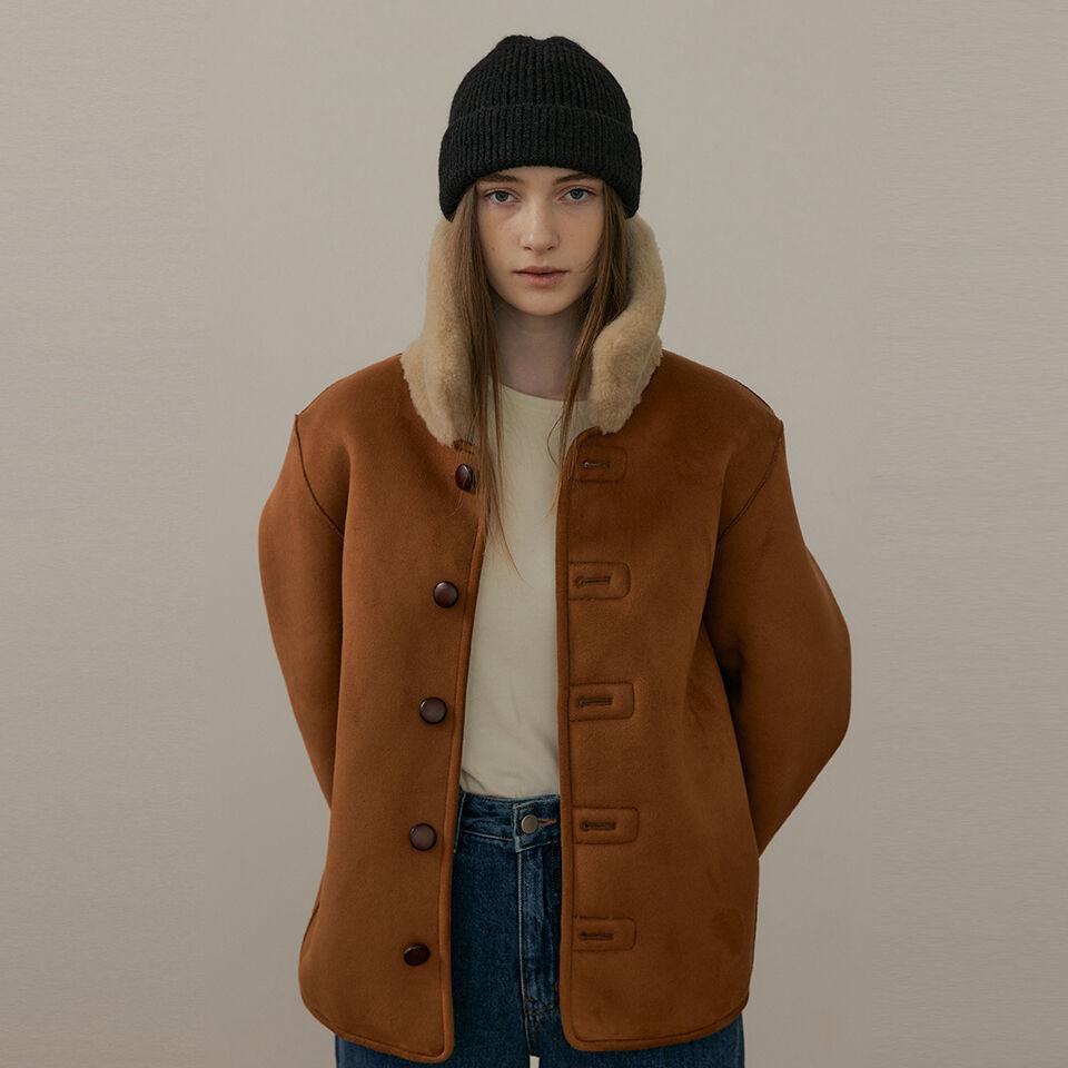 wool shearing reversible half coat (beige)