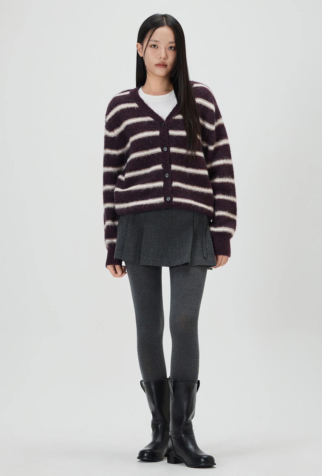 [리오더][울블렌드] 헤어리 스트라이프 가디건 RE CKFV09T_MIWCKG15QT