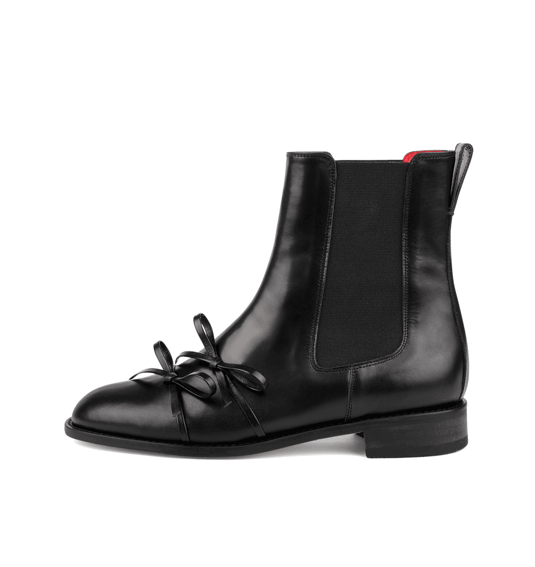 Ribbon Chelsea Boots - Black