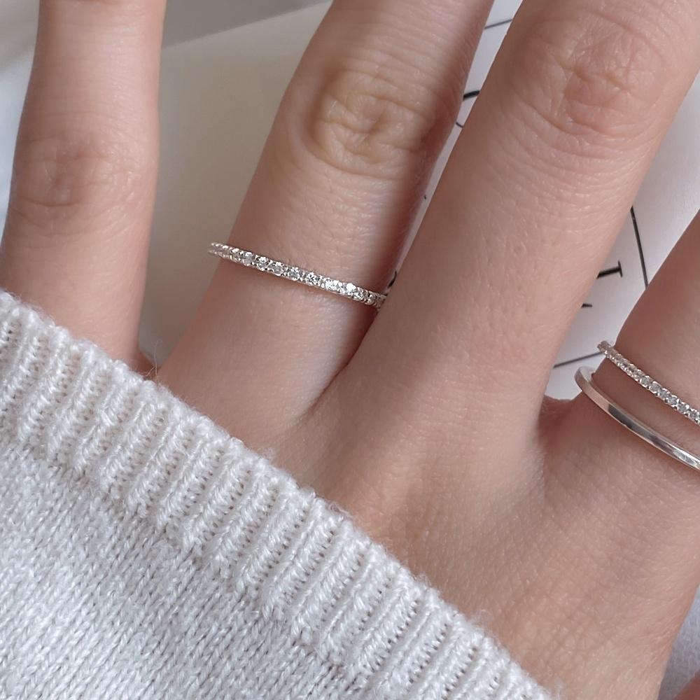 925실버 블링 전체 큐빅 반지 가드링 (3-19호)