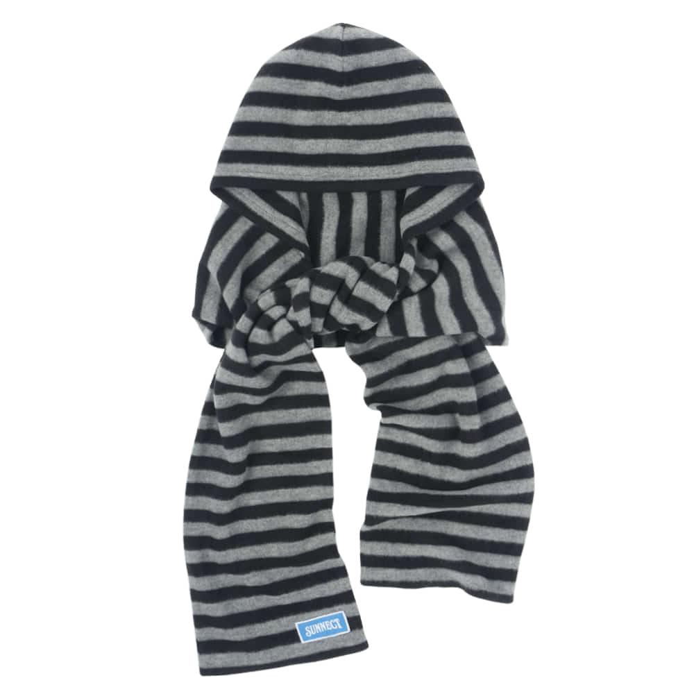 Stripe Hooded Scarf - Black