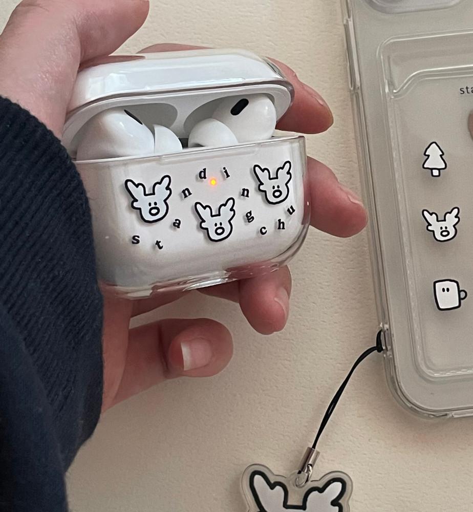스탠딩츄 ﻿루돌프 airpods case 에어팟케이스 투명 반투명 전기종