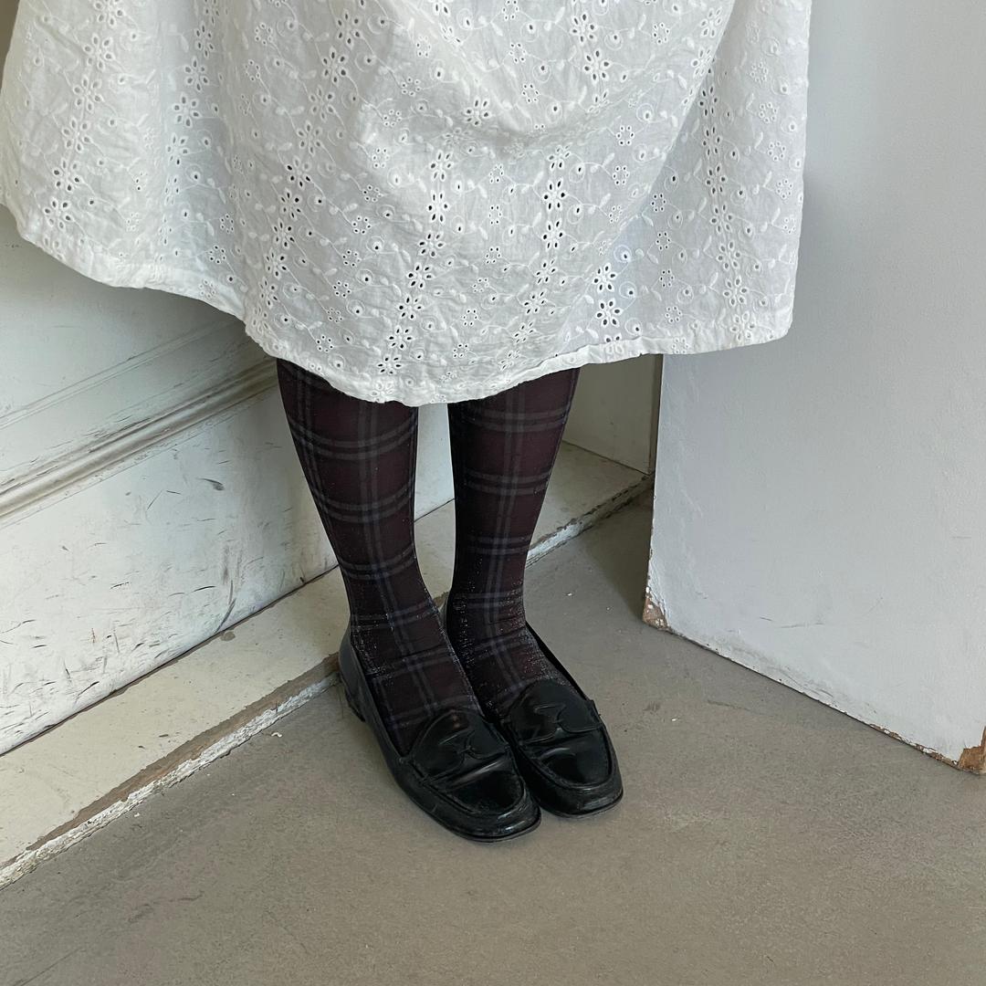 Patterned Stockings - Pearl Check