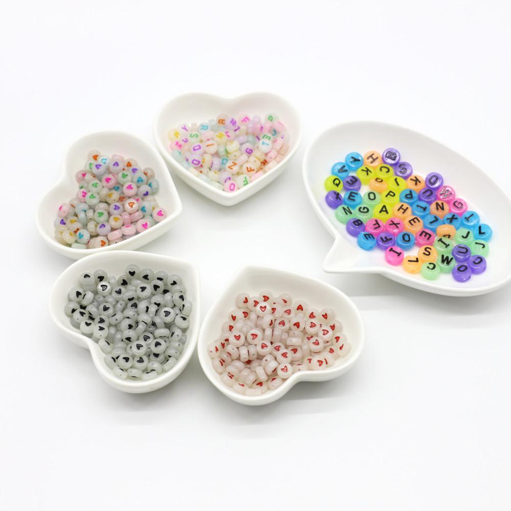 야광 알파벳 원형 7x4mm 하트 비즈 20g 아크릴구슬 팔찌만들기 비즈공예