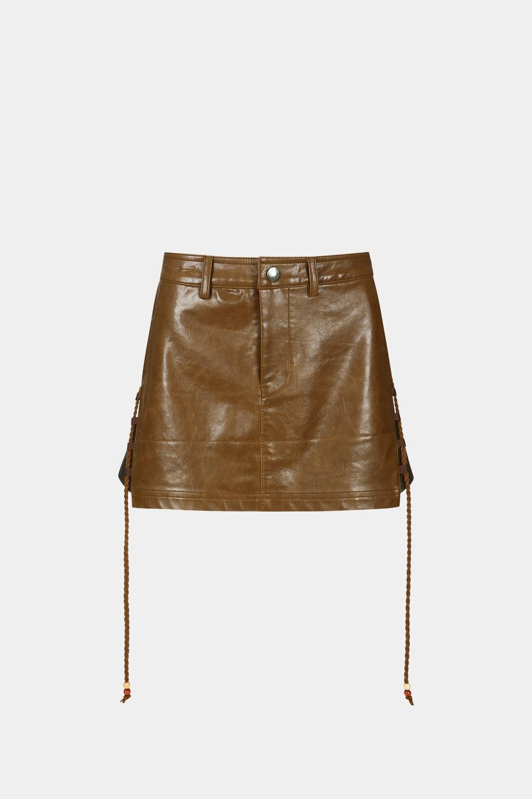 PENNY LACE-UP MICRO SKIRT apa825w(BROWN)
