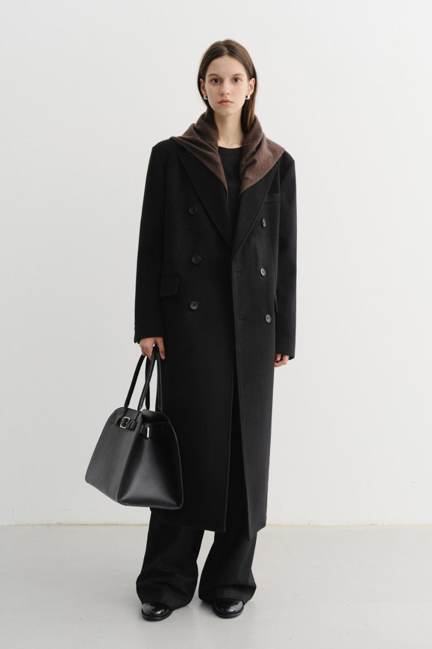 UNISEX TAILORED DOUBLE-BREASTED CASHMERE COAT BLACK
