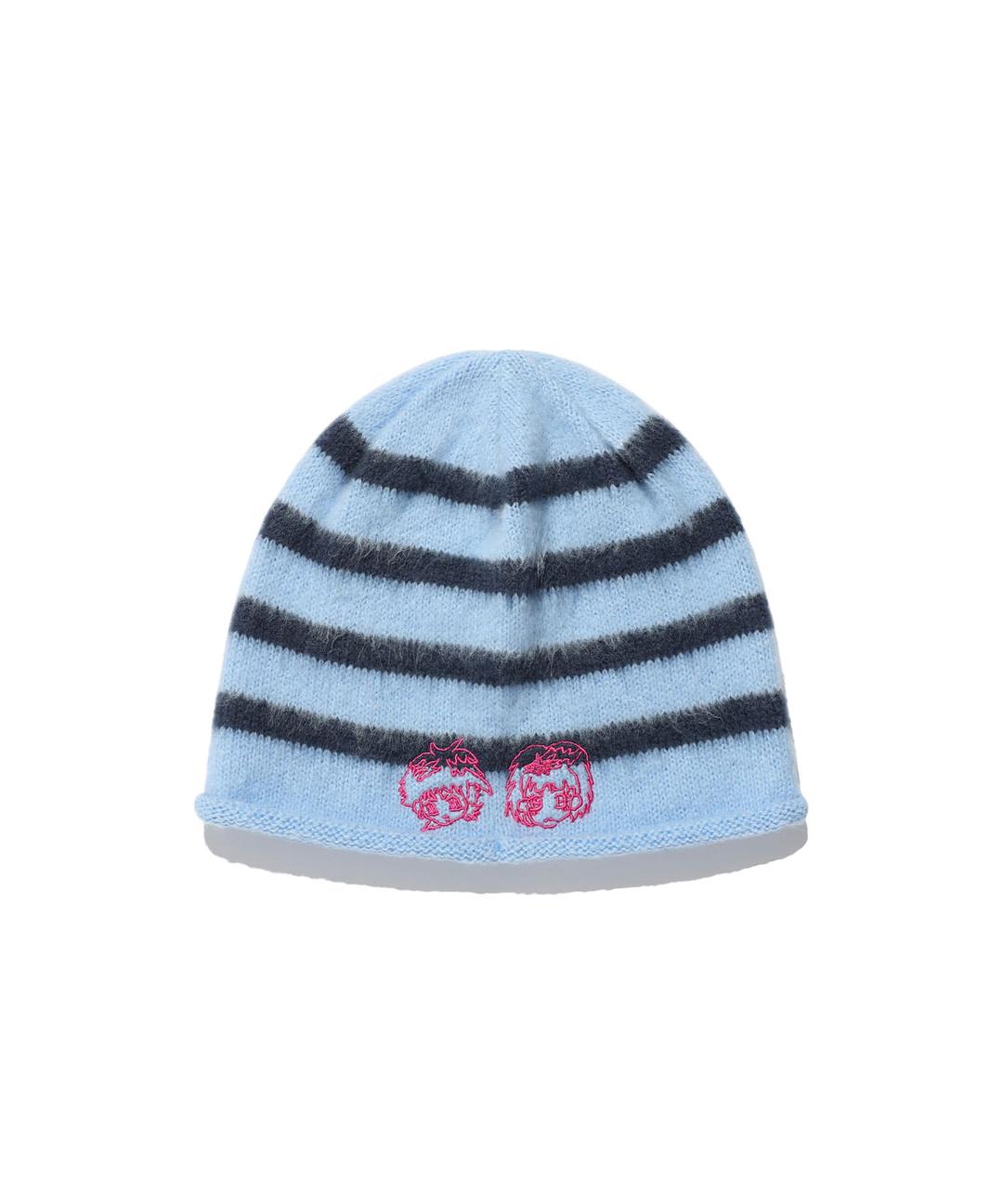 [X SOULPUSSSY CAT]GHOSTSOULGIRL STRIPE BEANIE[BLUE]