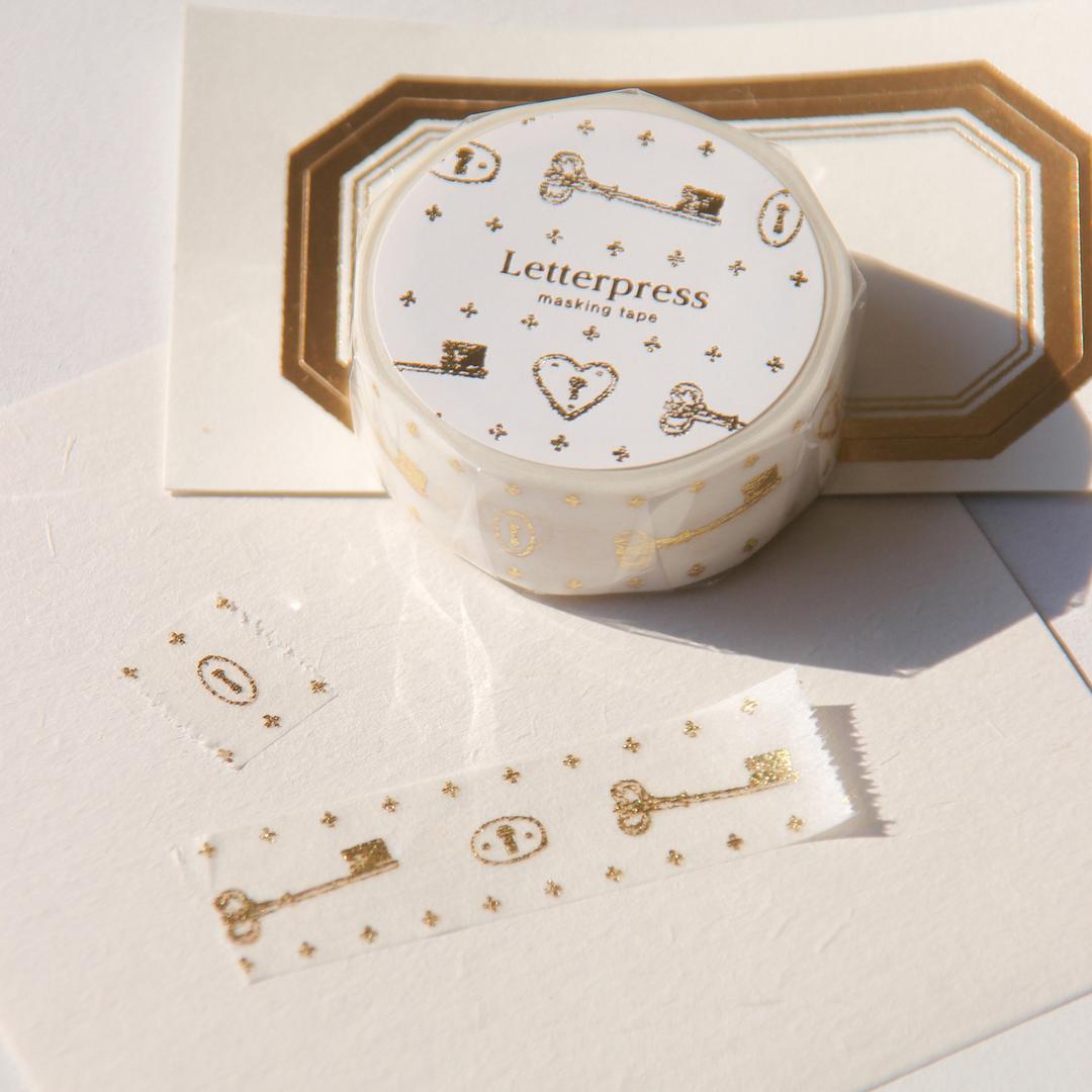 Letterpress Gold Foil Masking Tape [Vintage Keys]