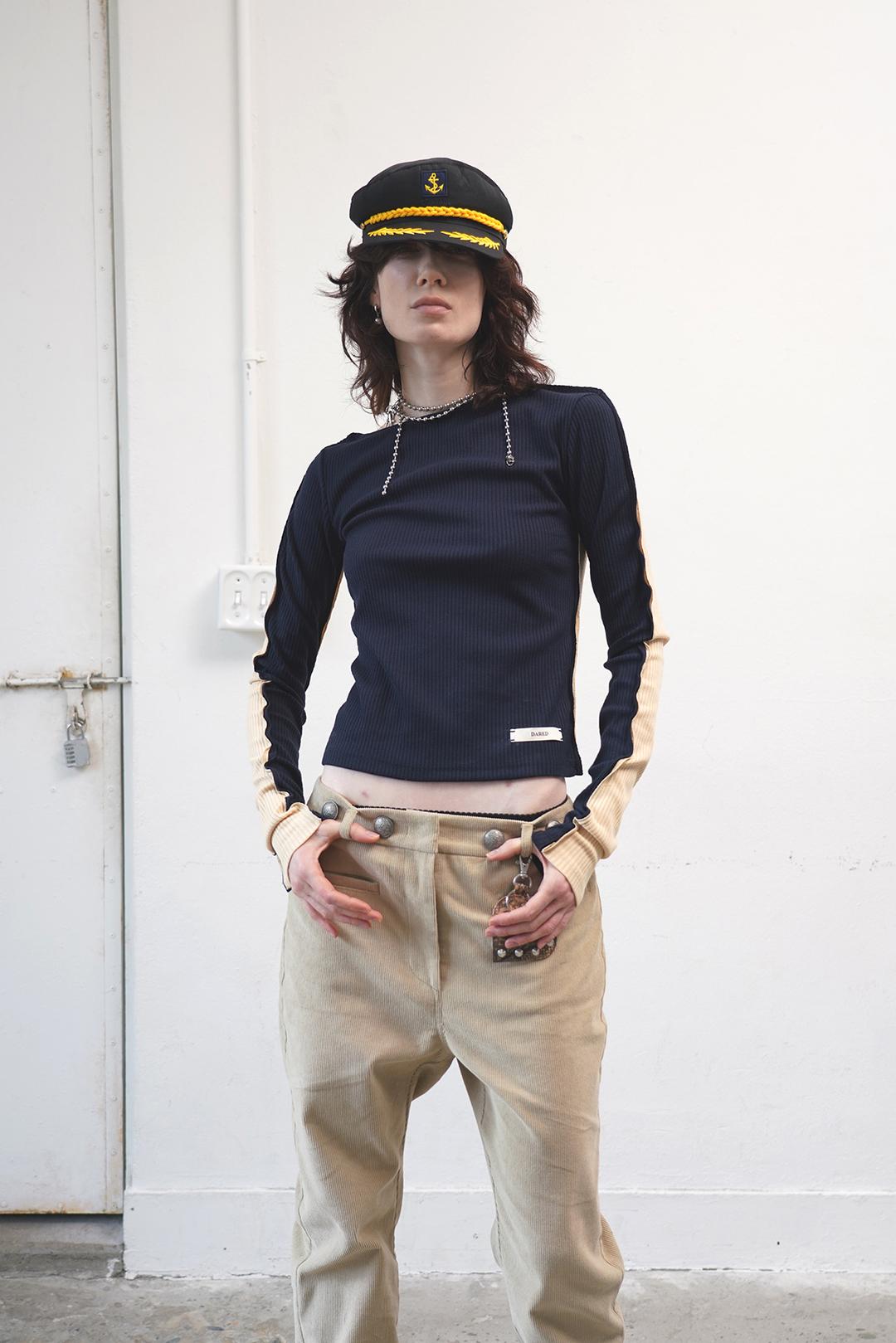 HALF AND HALF LONG SLEEVE TOP