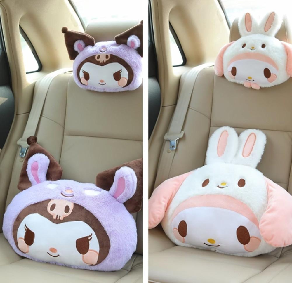 쿠로미 차량용 목쿠션 인형 커버 마이멜로디 시나모롤 자동차 목받침 등쿠션 머리받침대