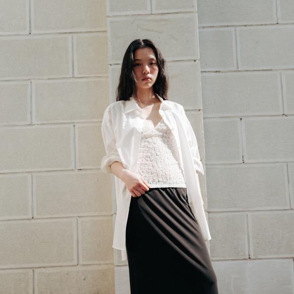Jersey long skirt (dark gray / white) [2차 dark gray 6월 17일 순차 배송]