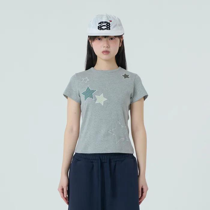 CHECK STAR TEE [MELANGE GREY]
