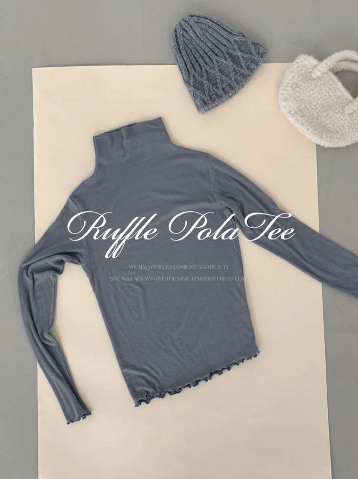 프릴 피치기모 터틀넥 T