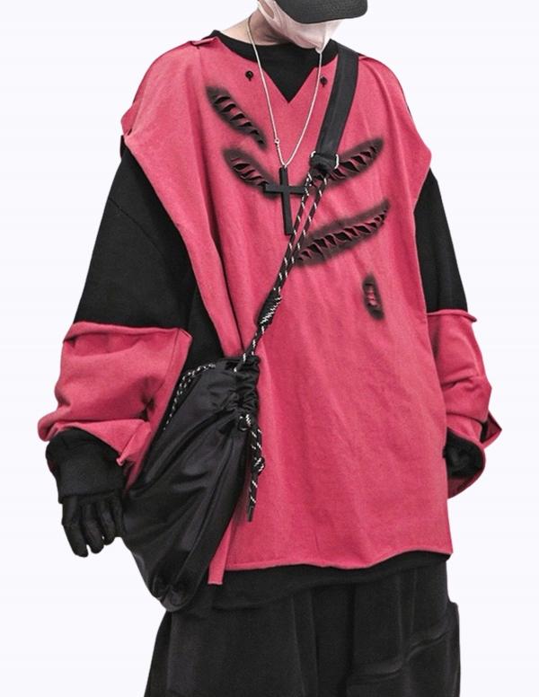 레이어드 립트 롱 슬리브 티셔츠