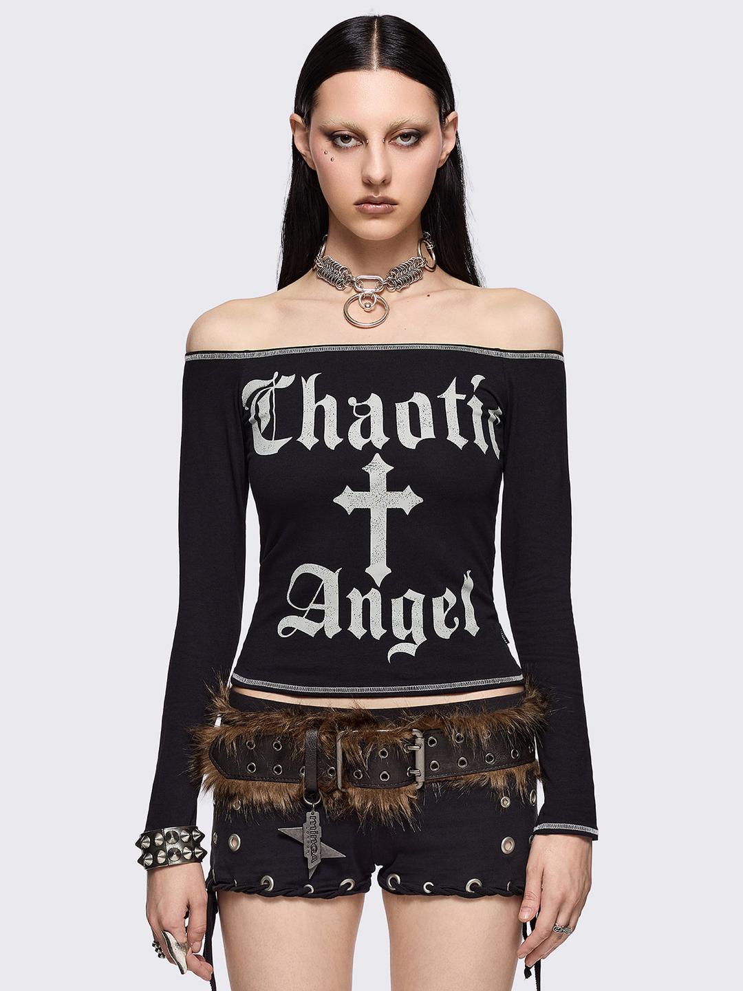 Chaotic Angel Off-Shoulder Top - XS / Black