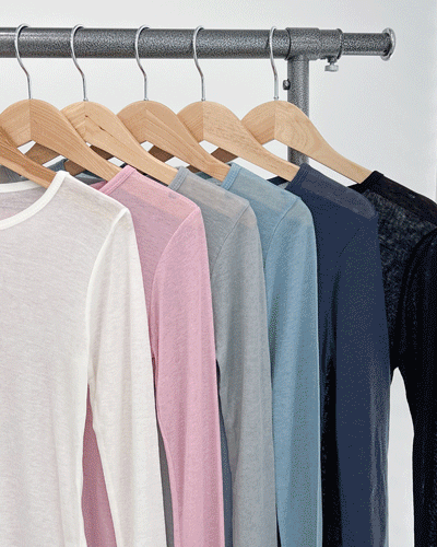 텐셀 울 스판 슬림 시스루 레이어드 얇은 긴팔티셔츠 6color