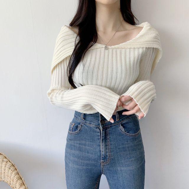 [여신핏/골지니트/오프숄더/데이트룩/하객룩] 빅카라 오프숄더 니트 4color_클로드모어