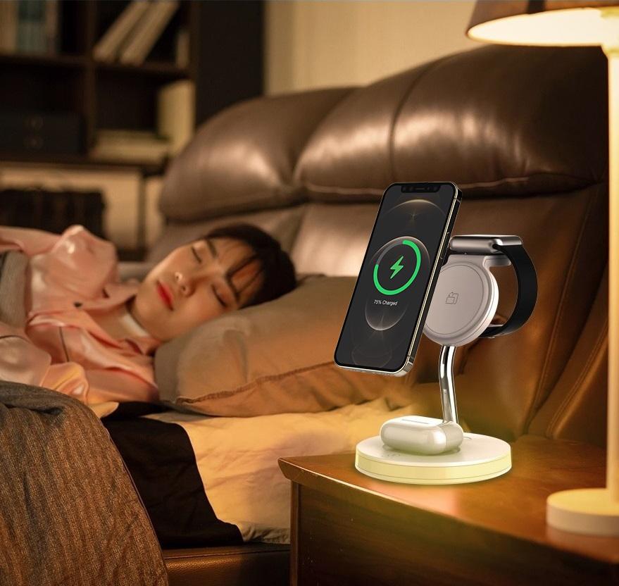 햅시 LED 조명 스탠드 맥세이프 3in1 애플워치 아이폰 고속무선충전기 거치대 YMQ41