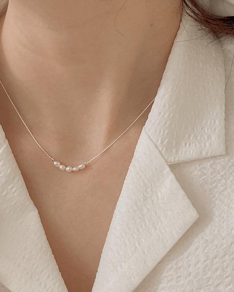 실버 925 데일리 담수진주 포인트 목걸이