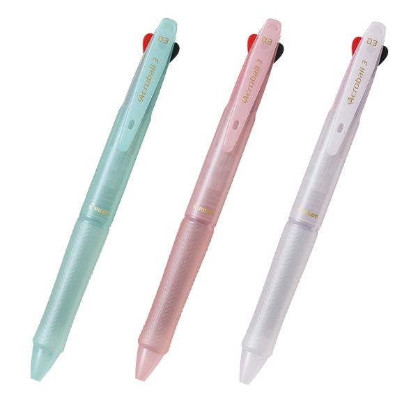 파이롯트 아크로볼 3색 볼펜 0.3mm : 펄 컬러