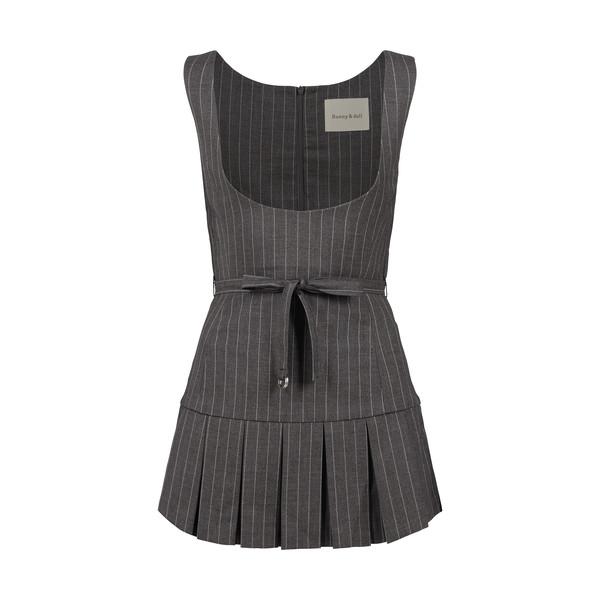 stripe vest dress (gray)