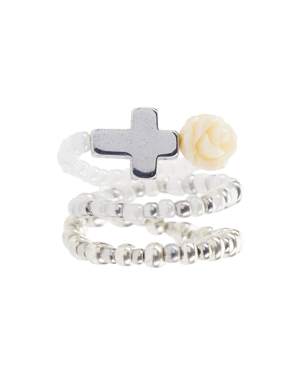 EL CROSS ROSE LAYERED RING(IVORY)