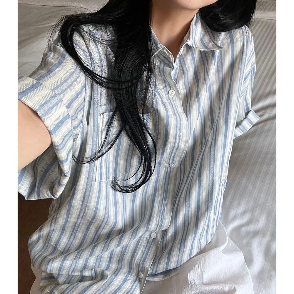 boat stripe over shirt 보트 오버 스트라이프 셔츠 (1color)