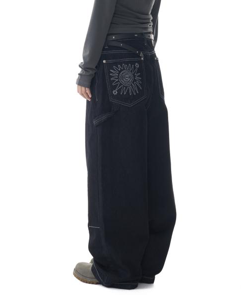 우알롱 우알롱(WOOALONG) Western washed boots-cut denim pants