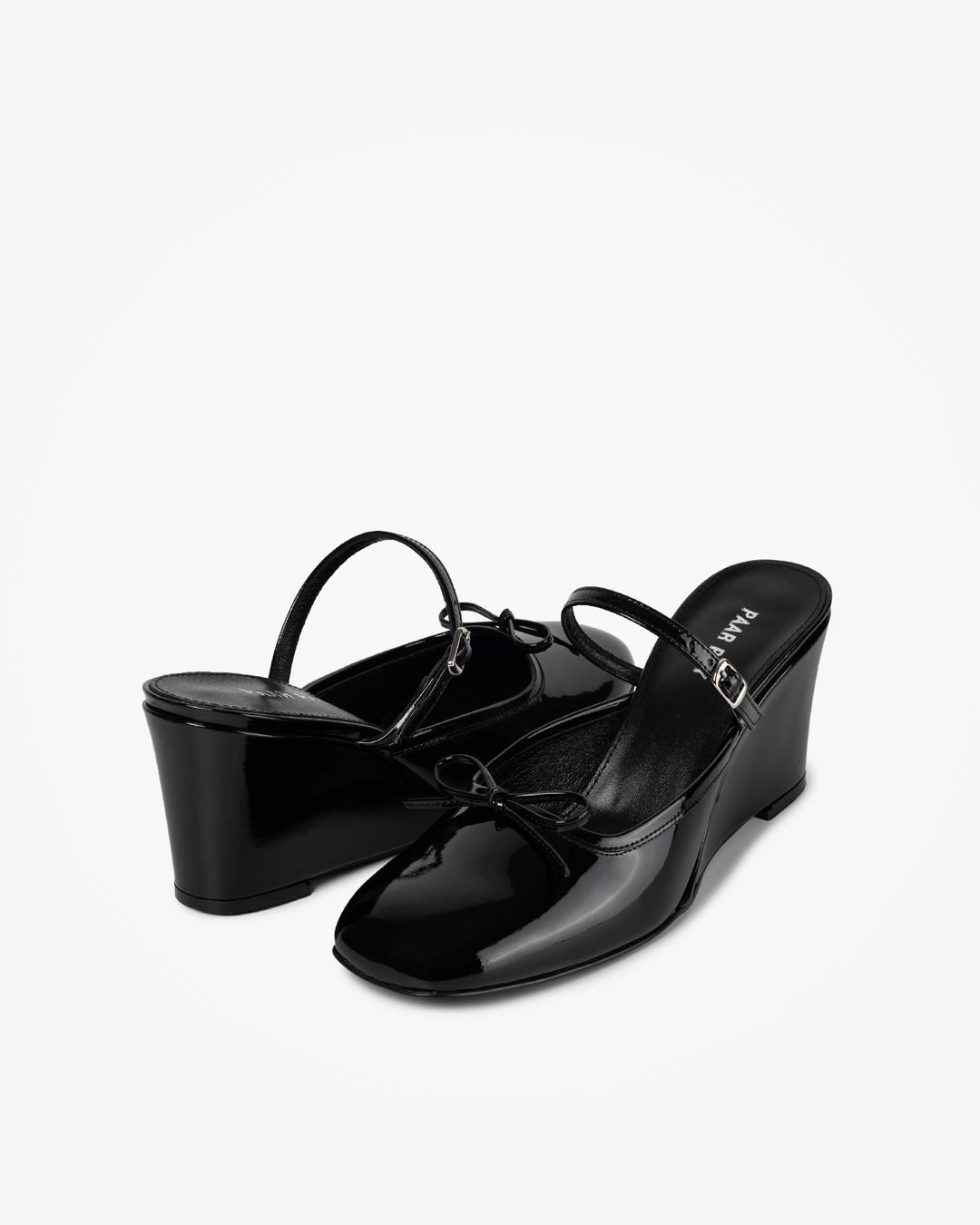 PP BALLET HEELS (PATENT BLACK)
