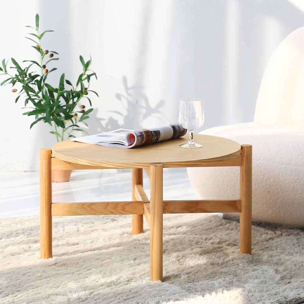 바넬 원목 거실테이블 원형 좌식 소파 테이블