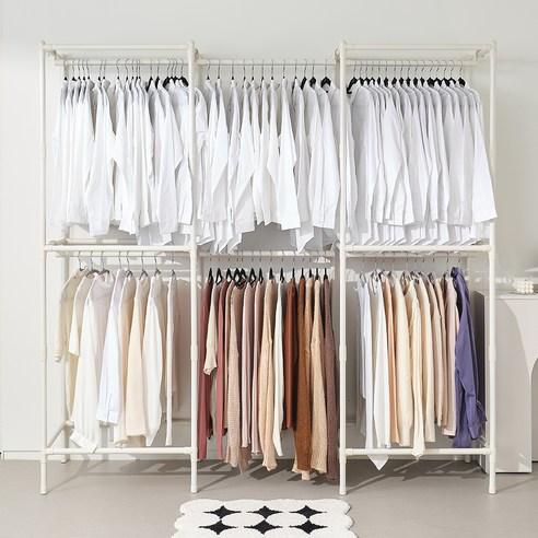 엠에프매직하우스 드레스룸 트윈 시스템 2단 행거 +고무망치 - 스탠드행거 | 쿠팡