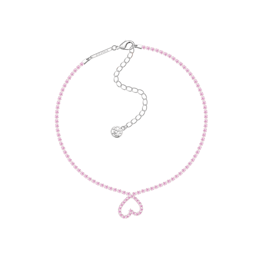 ElectricGirl / Graffiti Twisted Heart Gem Necklace - Pink