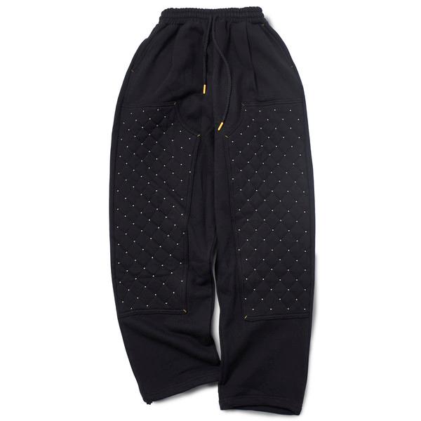 Quilted Double Knee Studs Sweatpants (BLACK)
