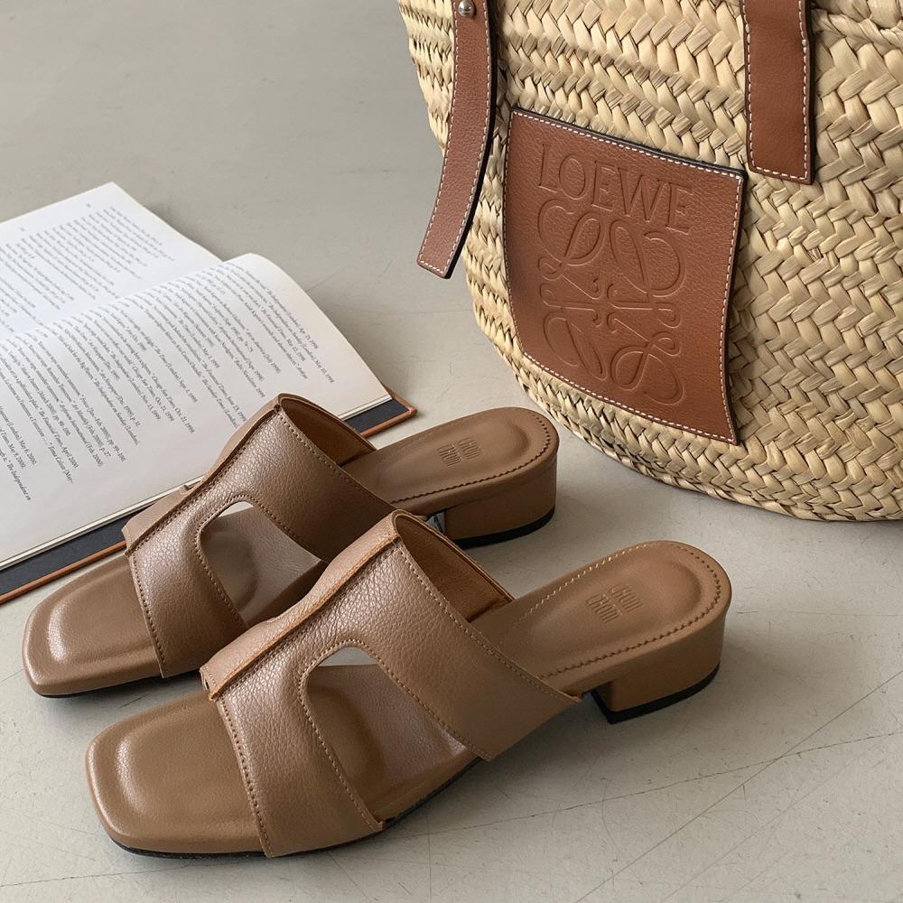 [국내고퀄]소가죽 올쿠셔닝 인생 발편한 뮬 슬리퍼 3cm / 5cm