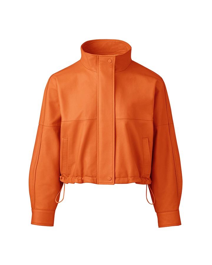 [Limited] Italian nappa Lambskin High-neck short jumper_Orangeade