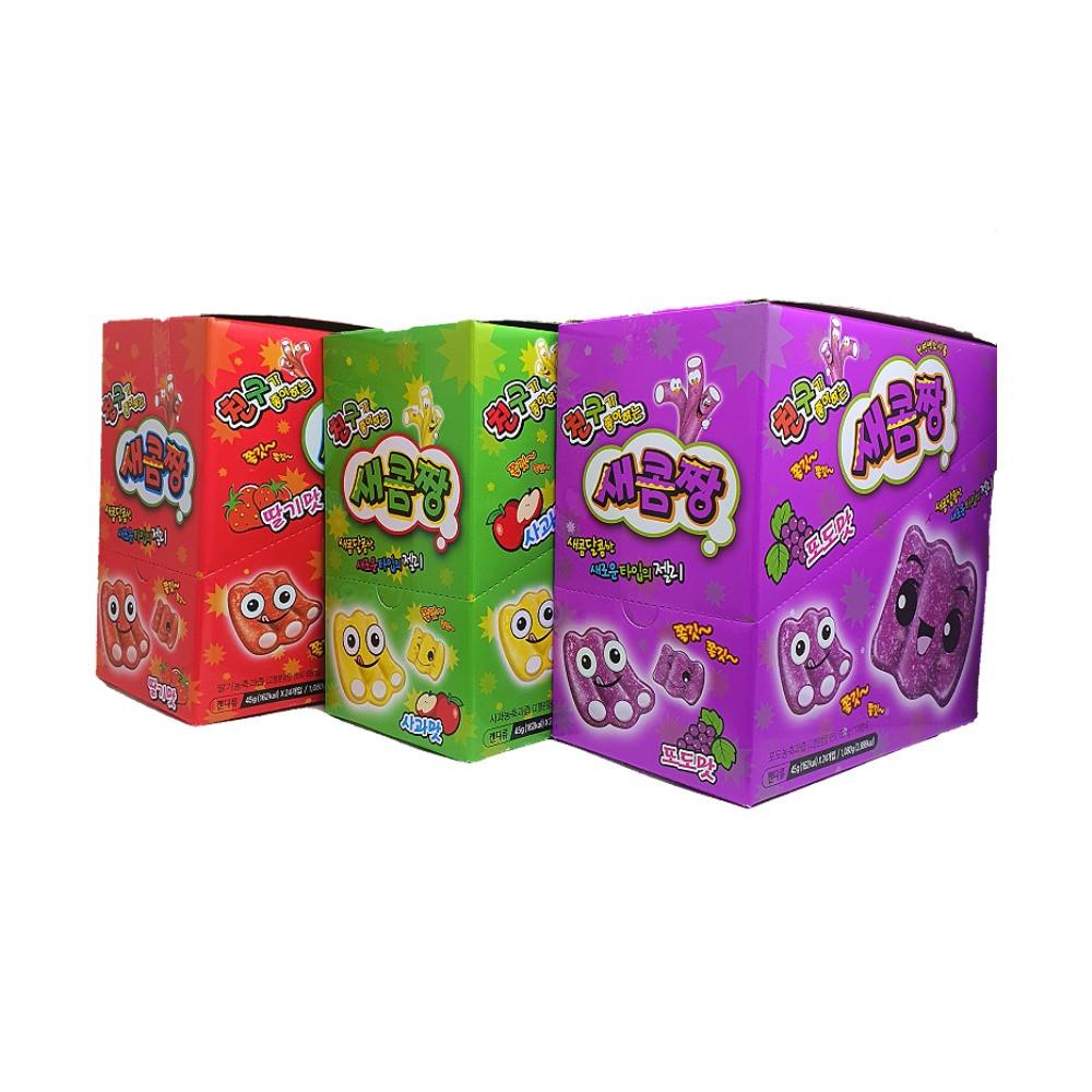 친구가 좋아하는 새콤짱 젤리 42g x 24 개입 1박스 1곽 포도/사과/딸기맛 새콤달콤 [원산지:국산(충청남도 금산군)]