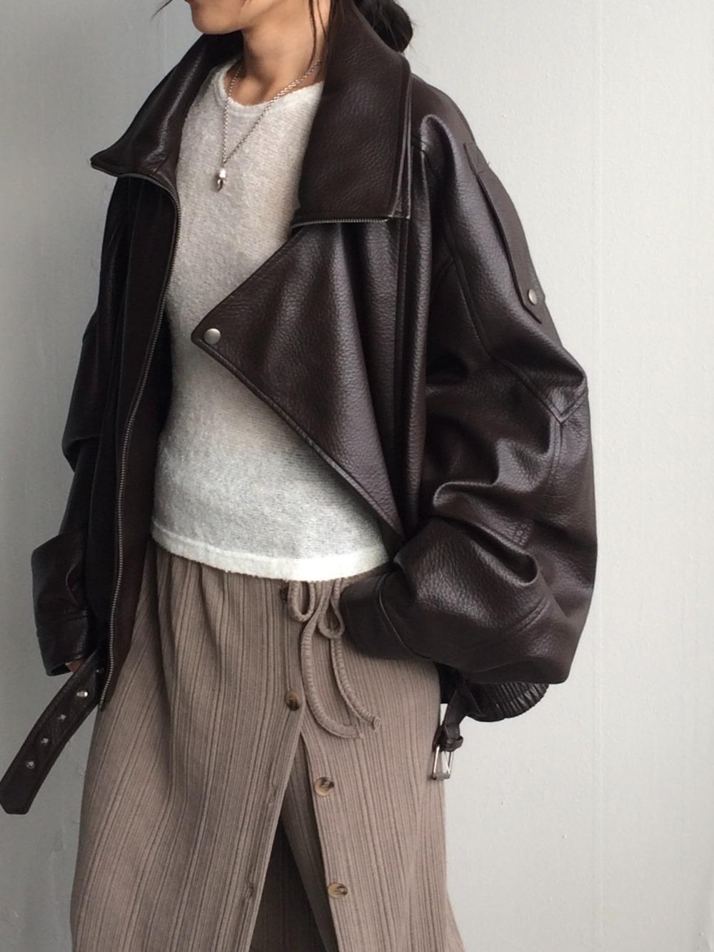 layered collar rider jacket 레이어드 카라 라이더 가죽자켓