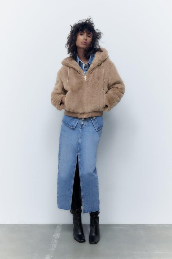 FAUX FUR HOODED JACKET