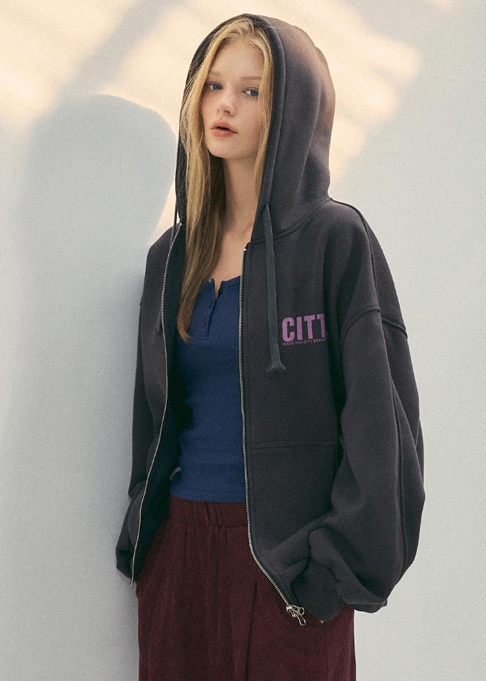 Signature Logo OverFit Hoodie Zip-up_CTO144(Charcoal)